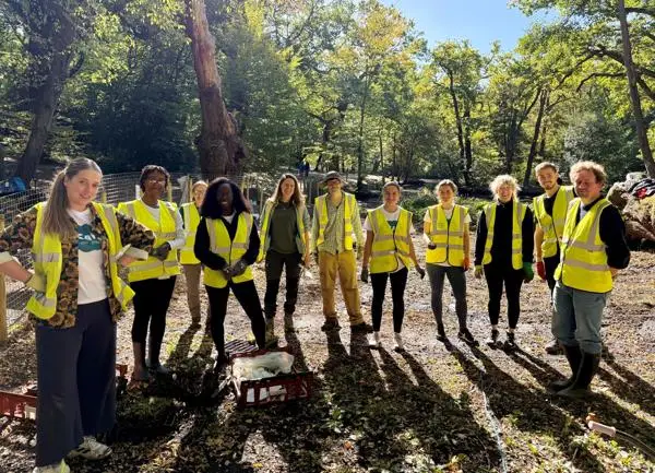 A group of corporate volunteers out in Epping Forest.