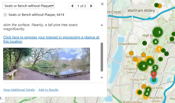 An image of the map used to find the location of the donated plaque.