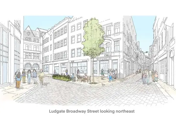 Ludgate Broadway Street looking Northeast